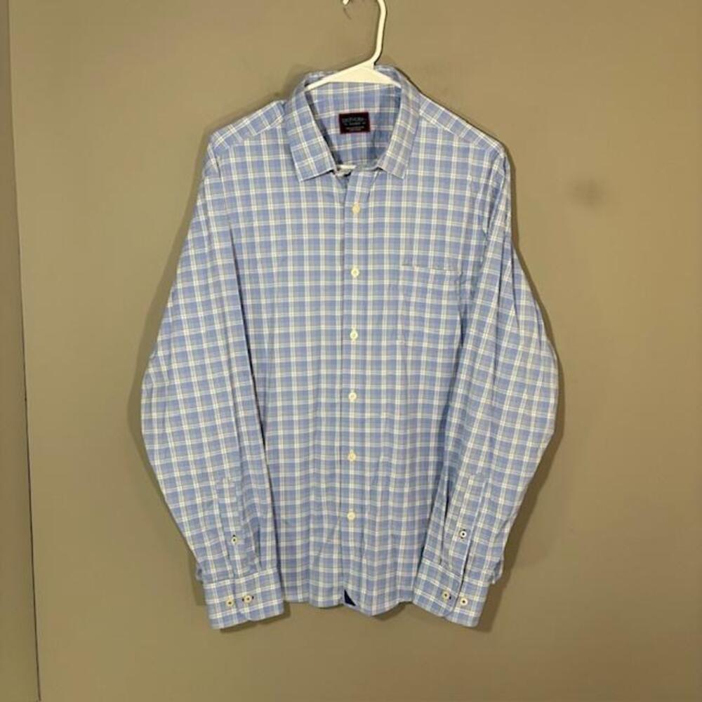 UNTUCKit Zonte Shirt Mens XL Blue Plaid Long Sleeve Button Up Stretch Casual